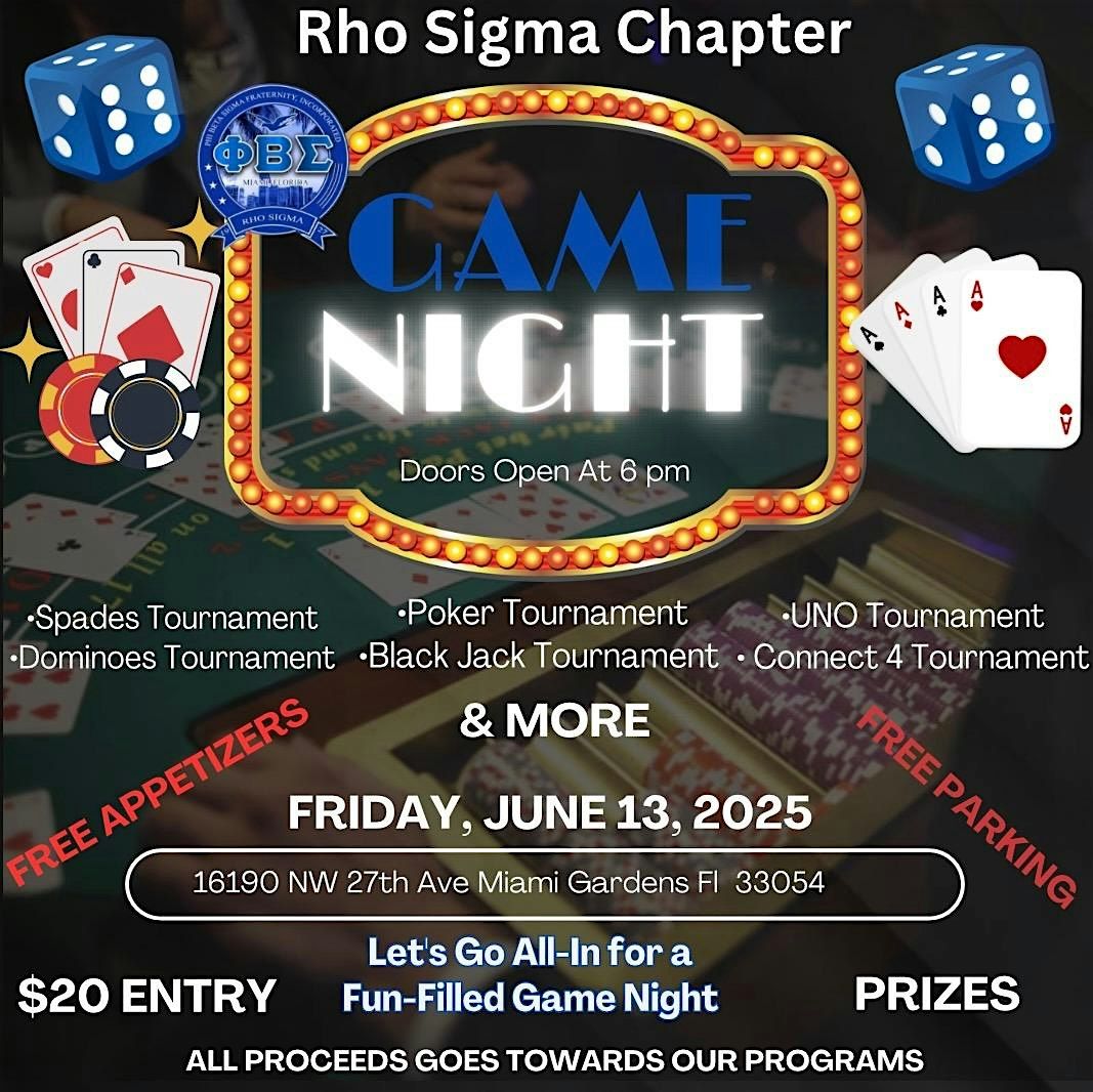 Rho Sigma Game Night, 13 June | Event in Miami Gardens | AllEvents