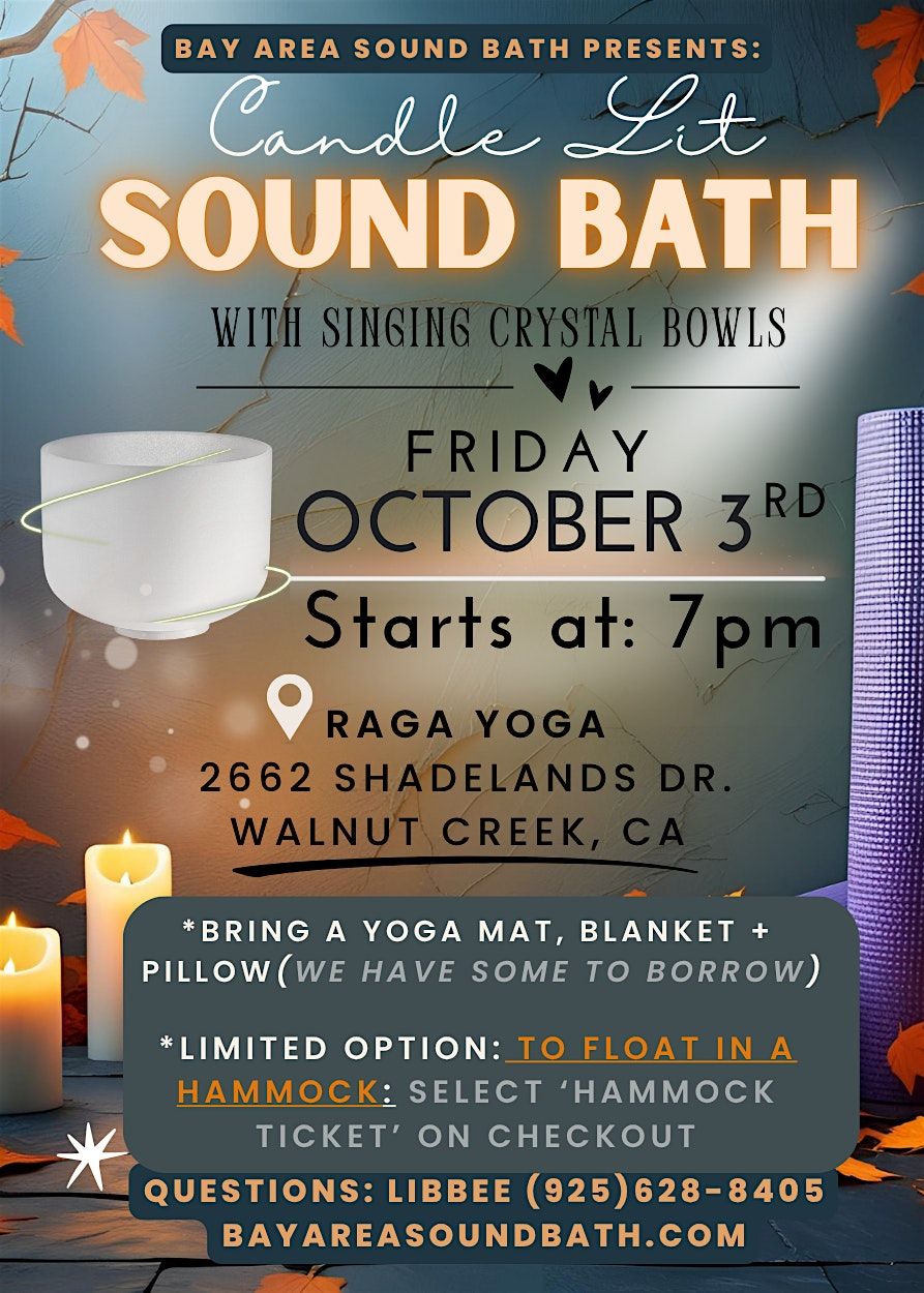 Candle-Lit Sound Bath with Hammock Option, 3 October | Event in Walnut Creek | AllEvents