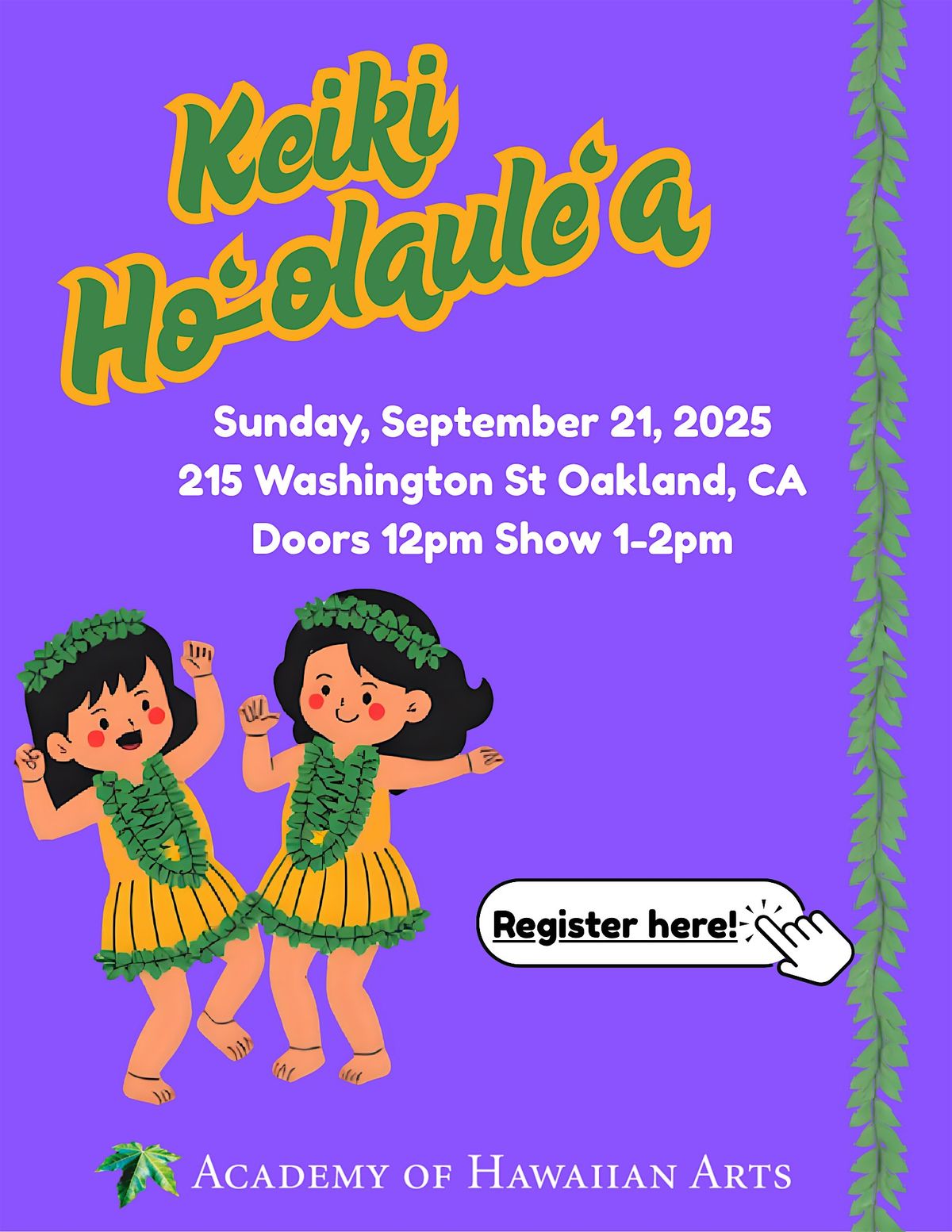 Academy of Hawaiian Arts- Keiki Ho'olaule'a, 21 September | Event in Oakland | AllEvents