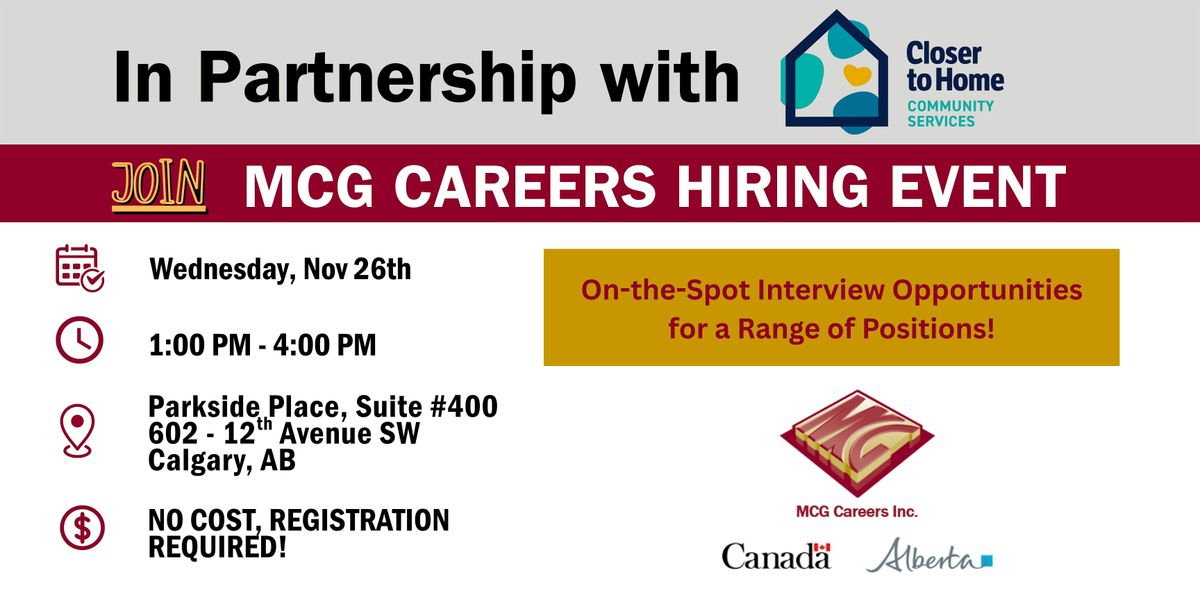 Closer to Home Hiring Event | Event in Calgary | AllEvents