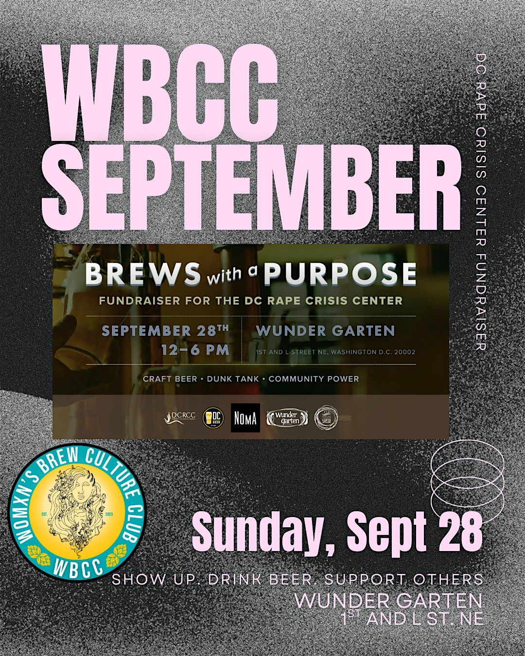 DC Rape Crisis Center Brew for a Purpose Fundraiser w/ Wunder Garten, 28 September | Event in Washington | AllEvents
