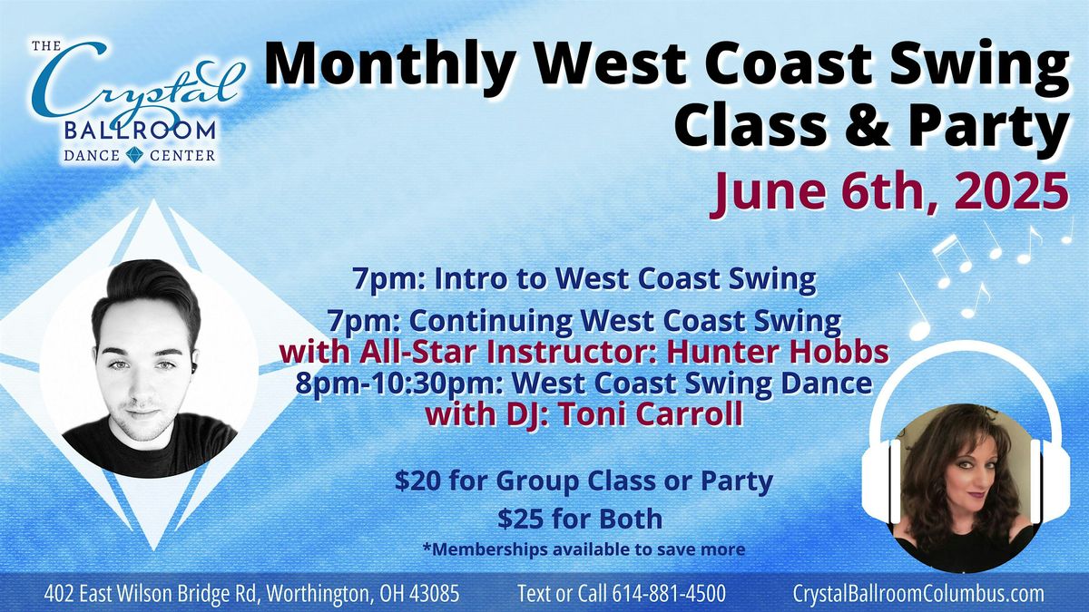 Monthly West Coast Swing Class and Party, 6 June | Event in Worthington | AllEvents