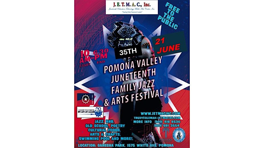 35th year "Original" Pomona Valley Juneteenth Family Jazz and Arts Festival, 21 June | Event in Pomona