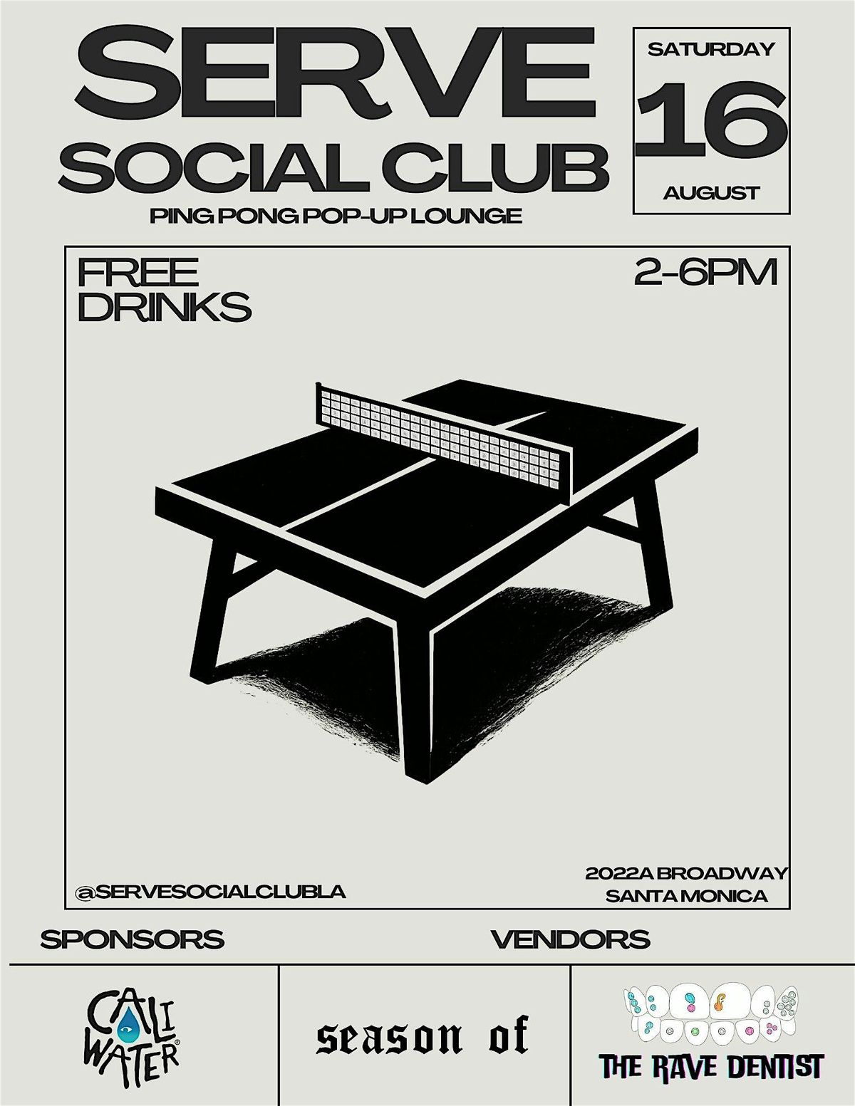 Serve Social Club: Ping Pong Pop-Up Lounge, 16 August | Event in Santa Monica | AllEvents