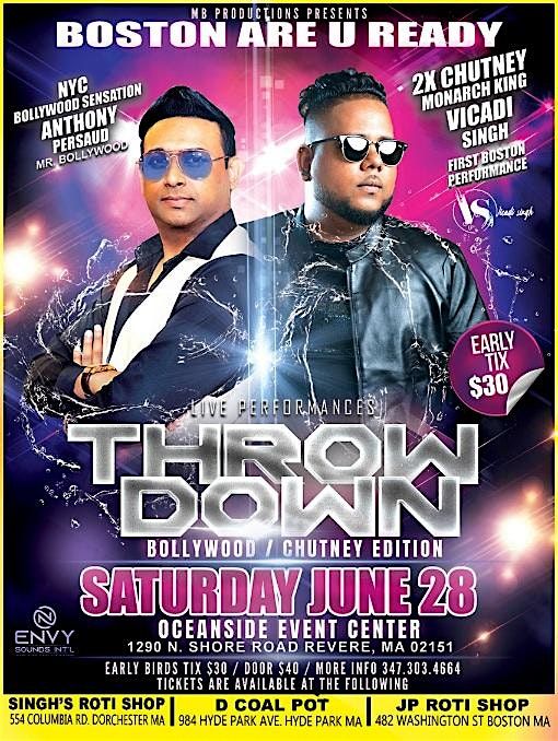 THROW DOWN - BOLLYWOOD / CHUTNEY EDITION, 28 June | Event in Revere | AllEvents