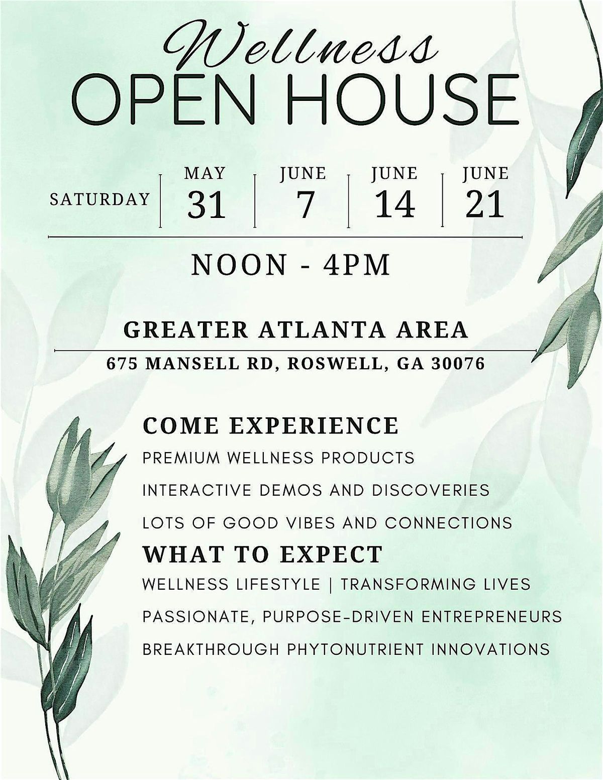 You are invited to a WELLNESS OPEN HOUSE | Event in Roswell | AllEvents