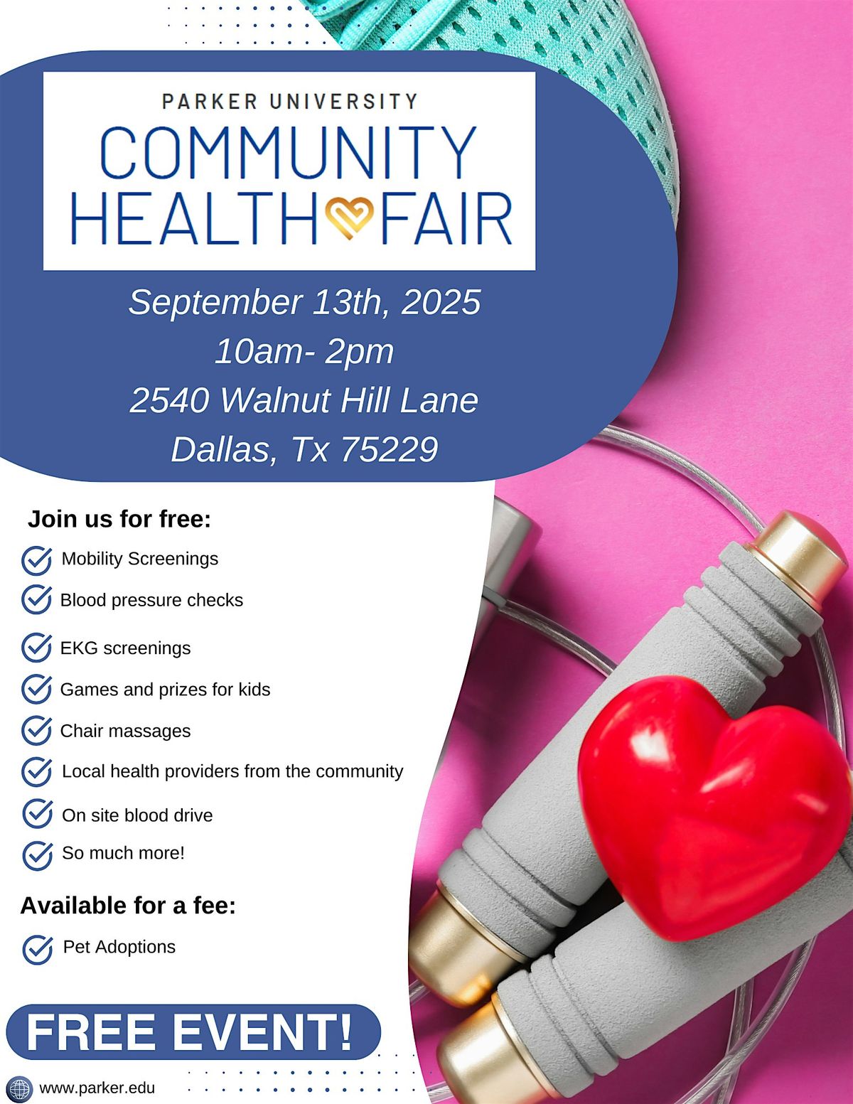 Parker University Community Health Fair, 13 September | Event in Dallas | AllEvents