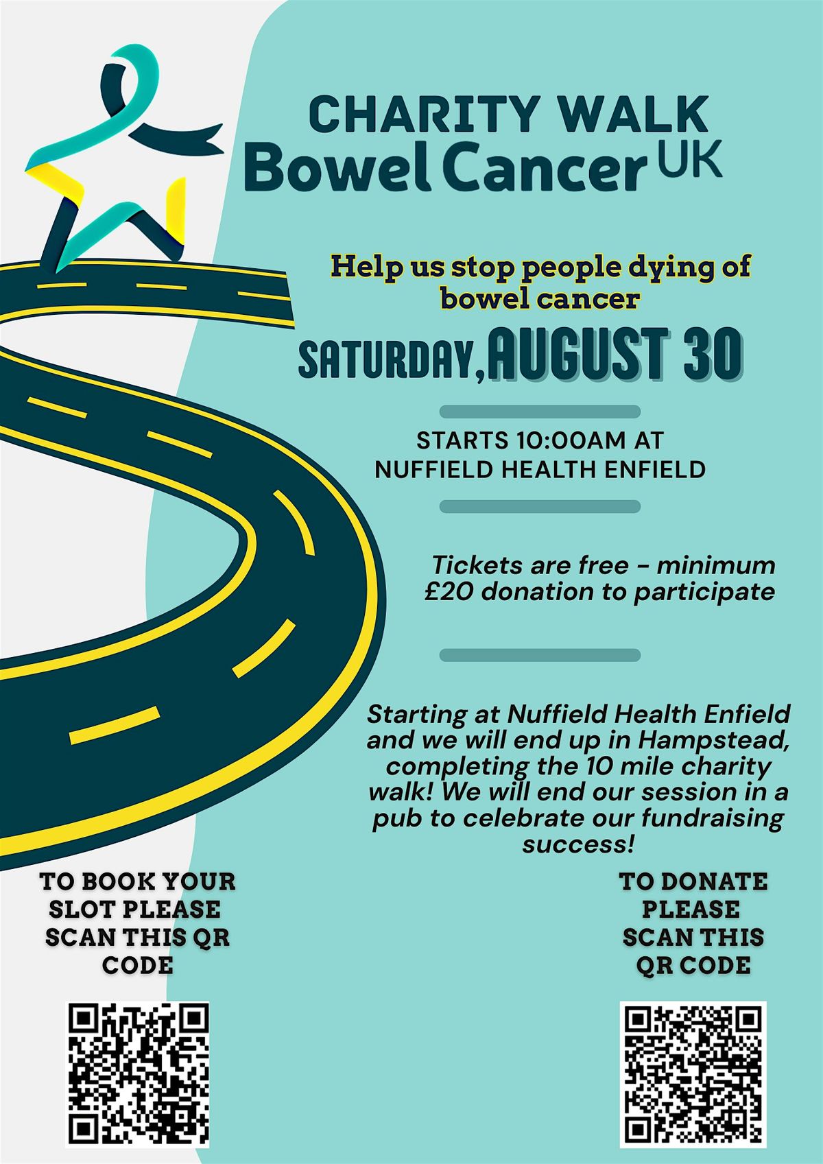 Nuffield Health Enfield Charity walk for Bowel Cancer UK, 30 August | Event in London | AllEvents
