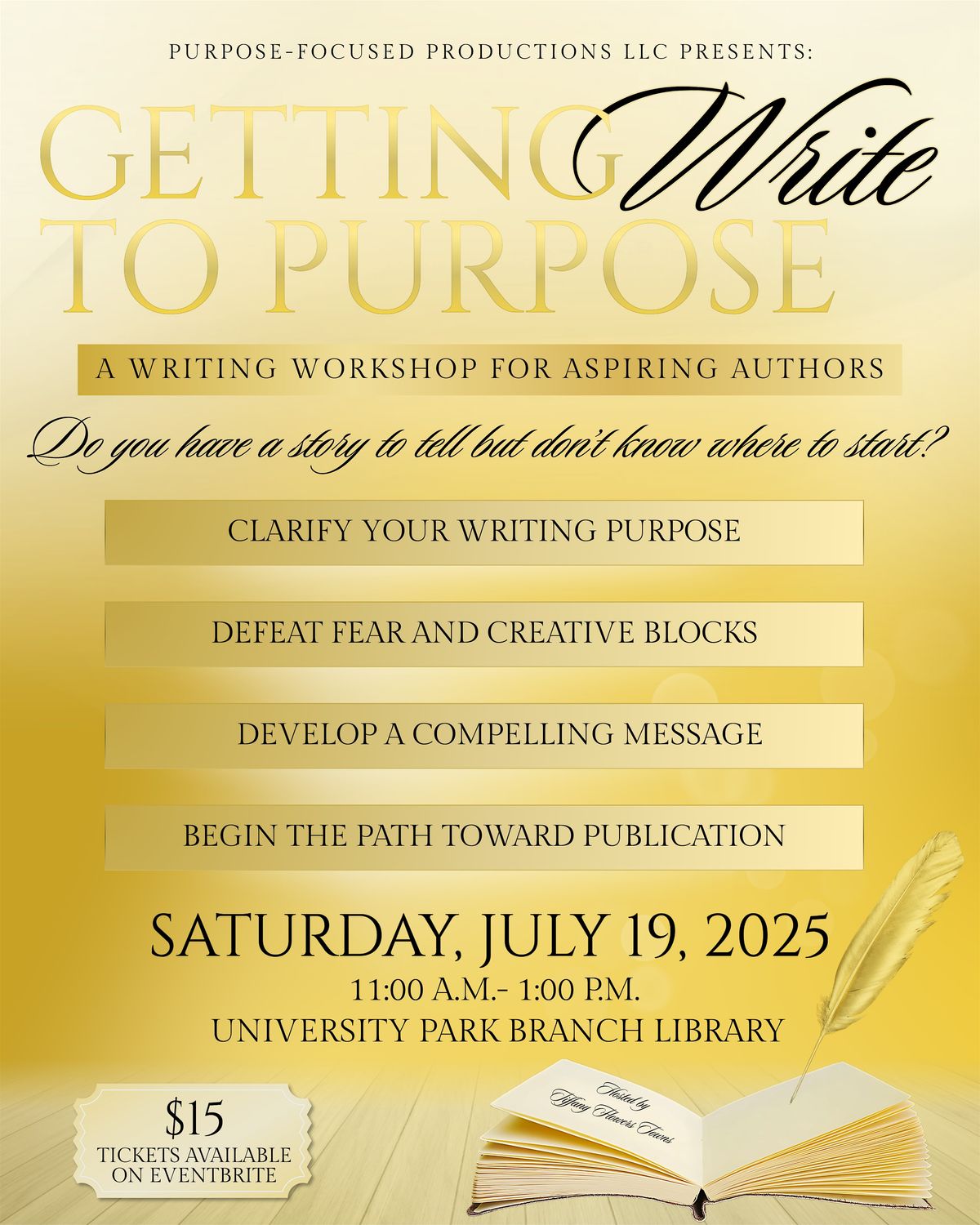 Getting WRITE to Purpose, 19 July | Event in Jacksonville | AllEvents