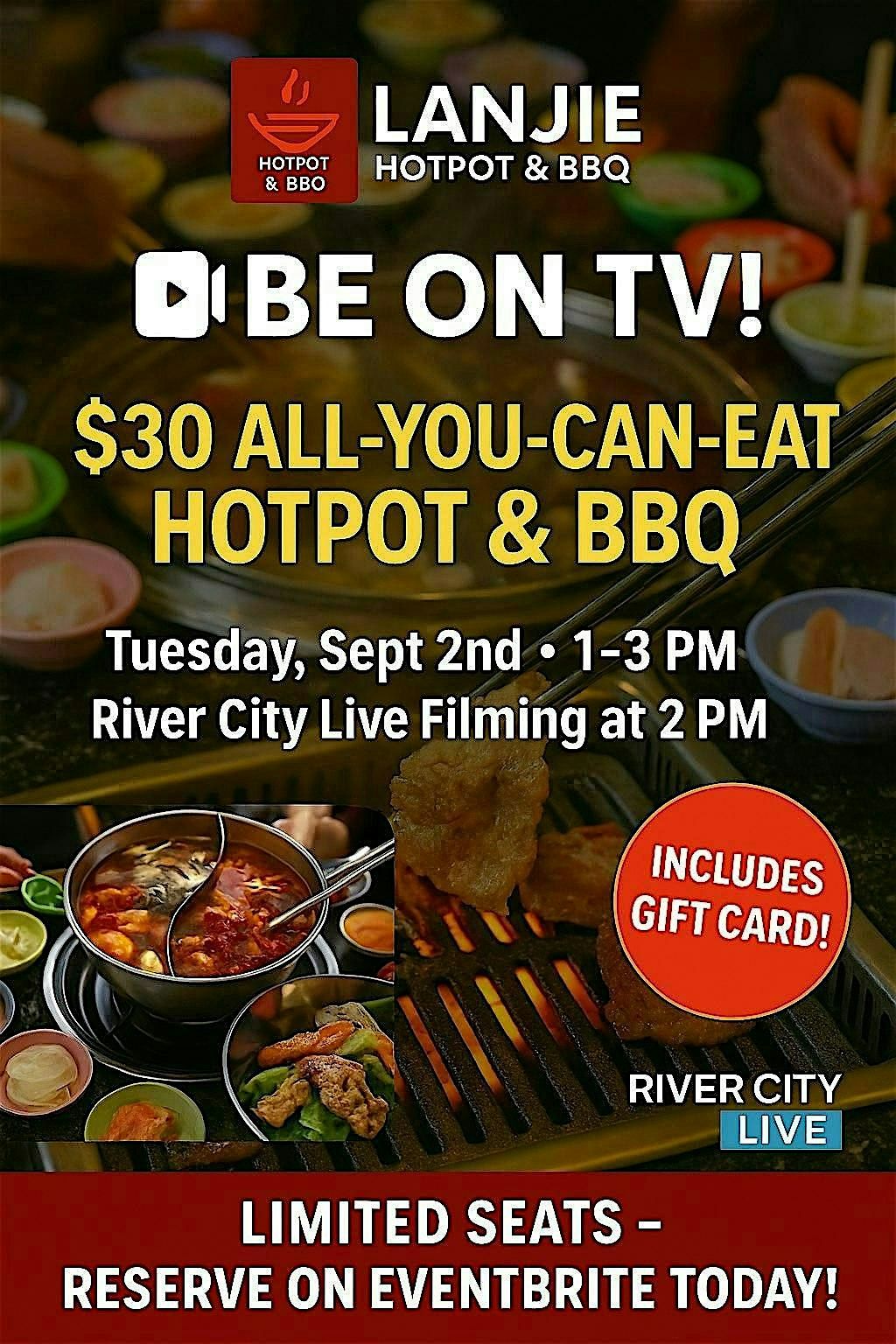 Eat, Smile & Be on TV – $30 or less  Hotpot & BBQ Lunch Sept 2nd, 2 September | Event in Saint Johns