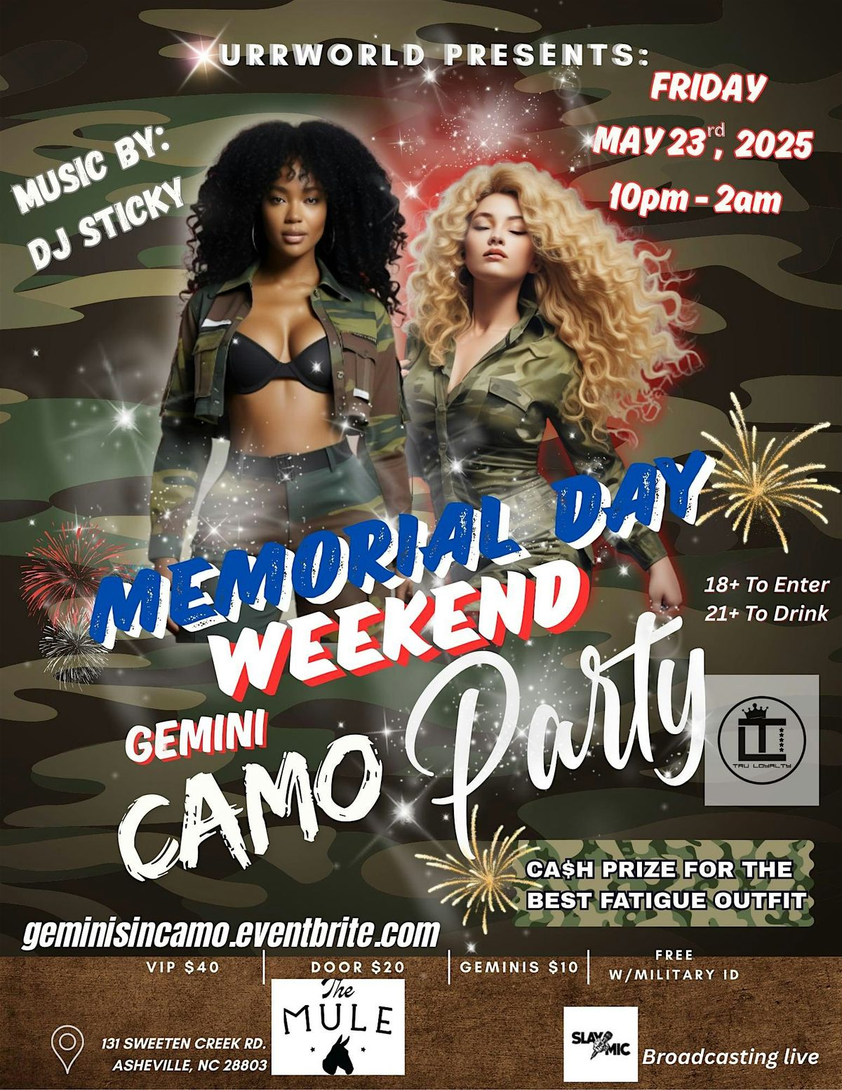 Memorial Day Weekend ~ “Gemini Camo Party”, 23 May | Event in Asheville | AllEvents
