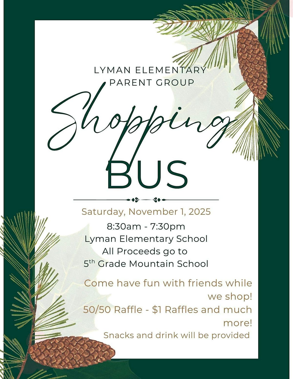 Lyman Elementary Parent Group Shopping Bus, 1 November | Event in Lyman | AllEvents