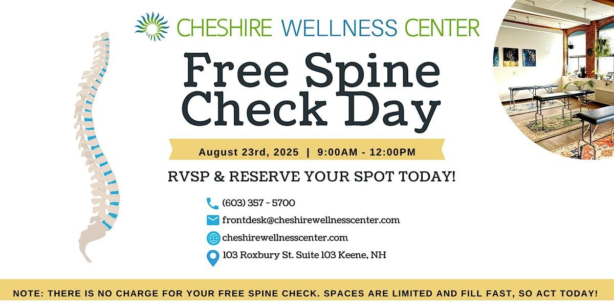 FREE Spine Check Day, 23 August | Event in Keene | AllEvents