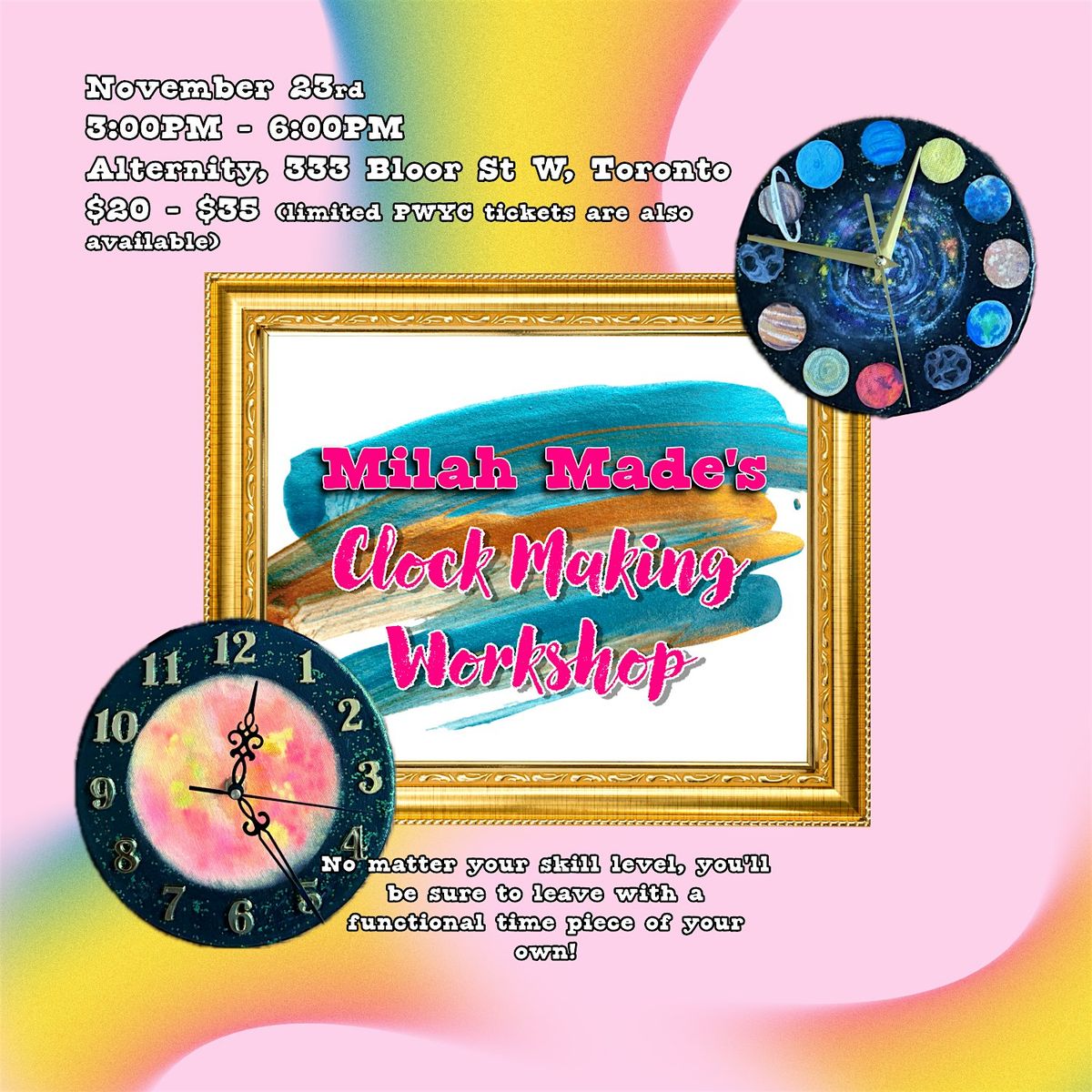 Milah Made's Clock Making Workshop!, 23 November | Event in Toronto | AllEvents