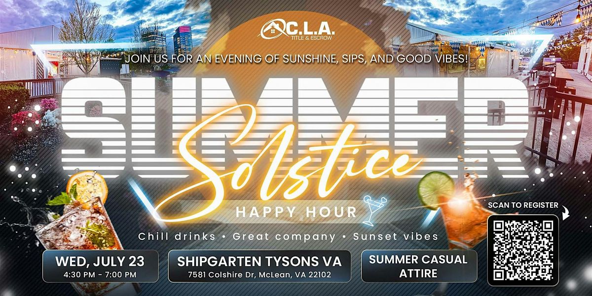 SUMMER SOLSTICE HAPPY HOUR, 23 July | Event in McLean | AllEvents