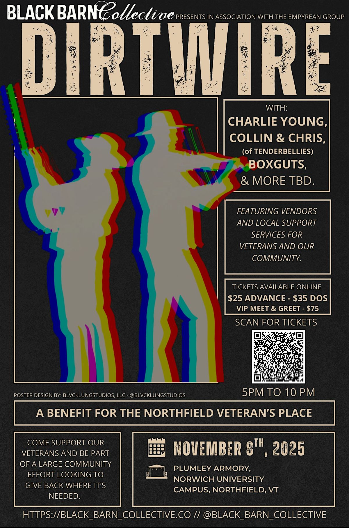 A BENEFIT FOR VETERAN'S PLACE - featuring DIRTWIRE, BOXGUTS, COLLIN & CHRIS, 8 November | Event in Northfield