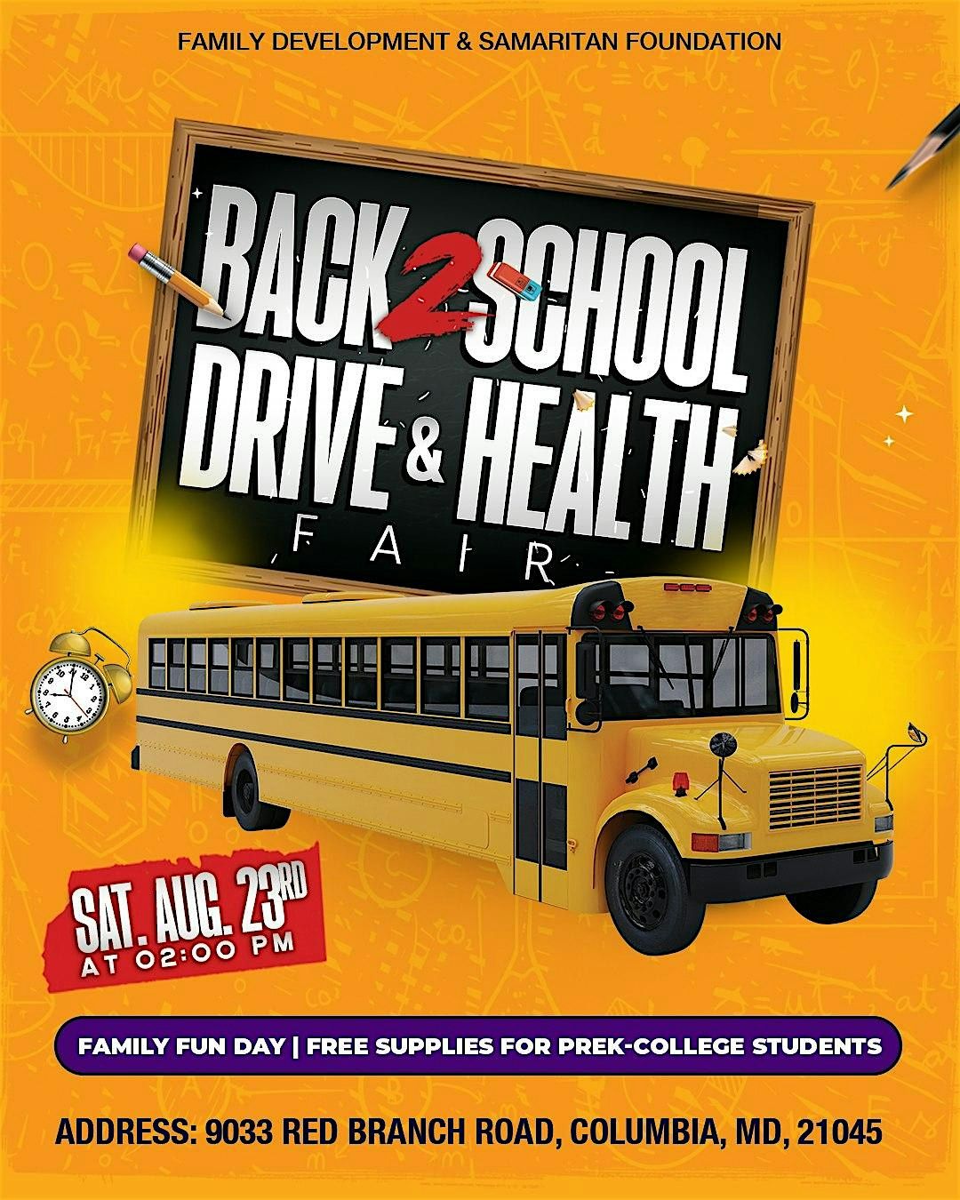 Back to School Drive & Health Fair | Family Fun Day, 23 August | Event in Columbia | AllEvents