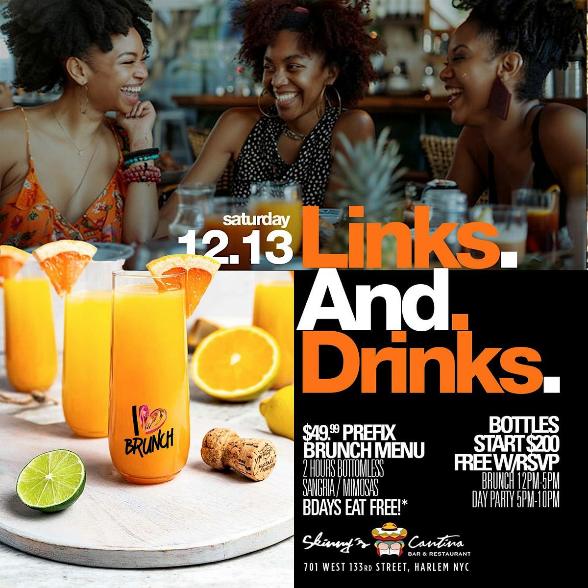 Links N Drinks, Brunch, Day Party, 2hrs Unlimited Drinks, Bdays Brunch Free, 13 December | Event in New York