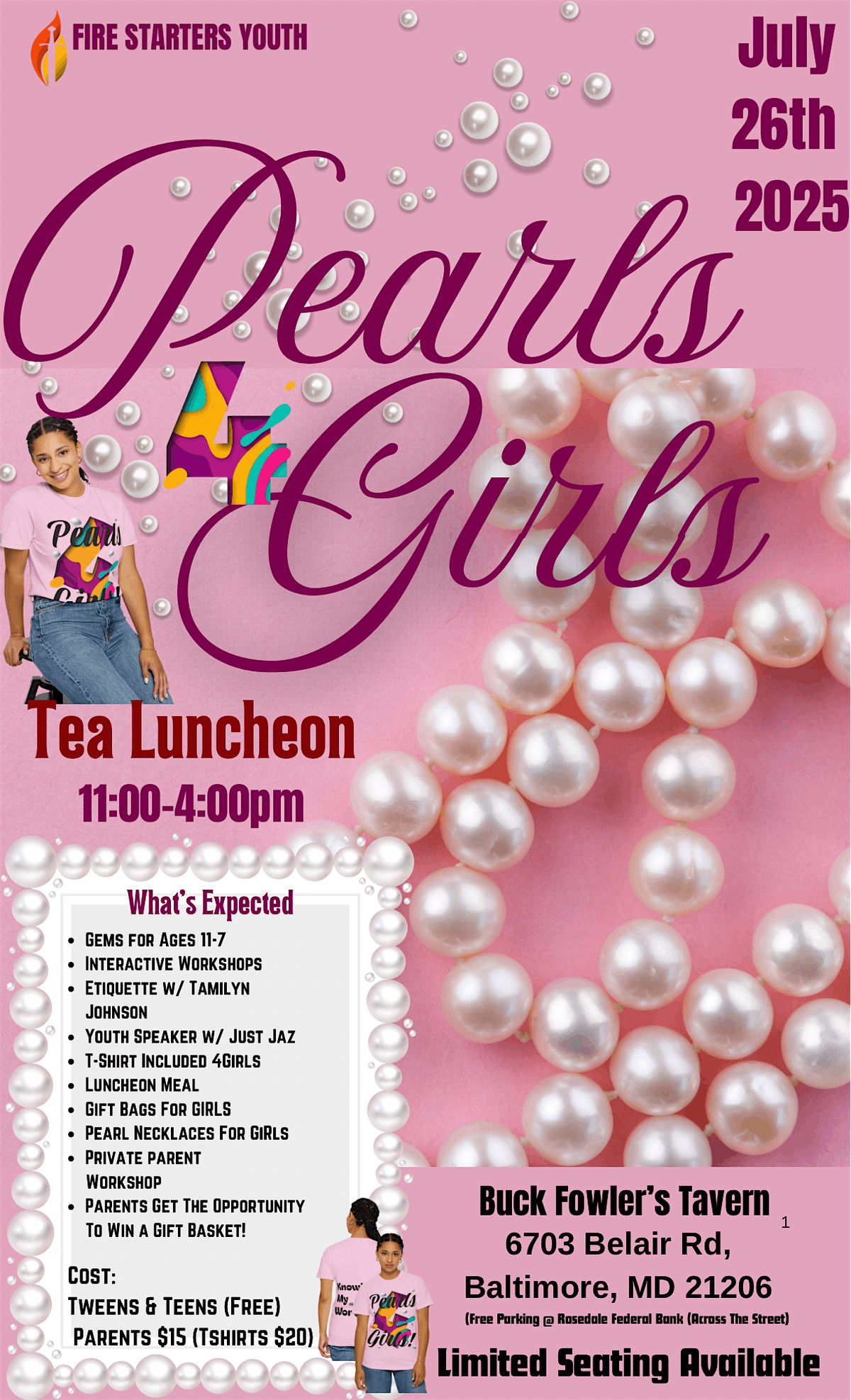 PEARLS 4 Girls Tea Luncheon!, 26 July | Event in Baltimore | AllEvents