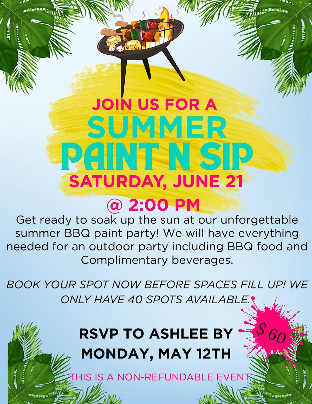 Summer Paint N Sip, 21 June | Event in Thornton | AllEvents