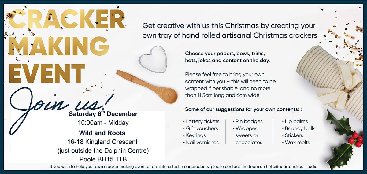 Christmas Cracker Making at Wild and Roots, Poole (Saturday AM), 6 December | Event in Poole | AllEvents