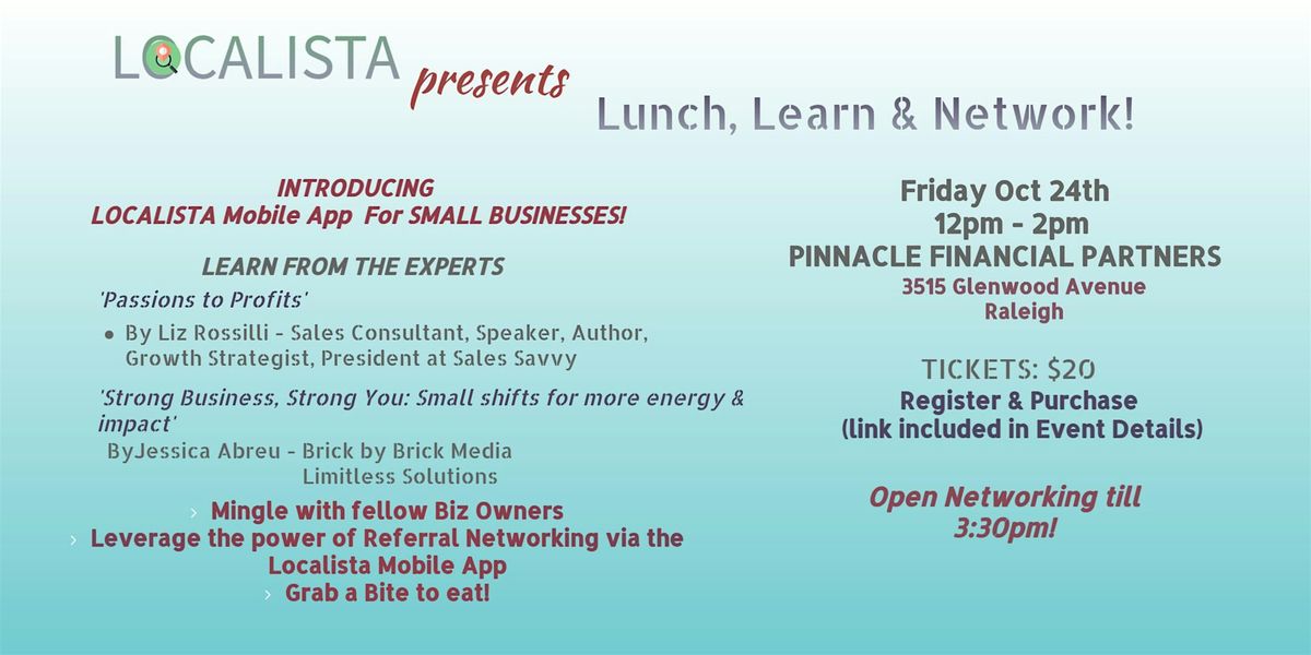 Localista Lunch Learn and Network, 24 October | Event in Raleigh | AllEvents