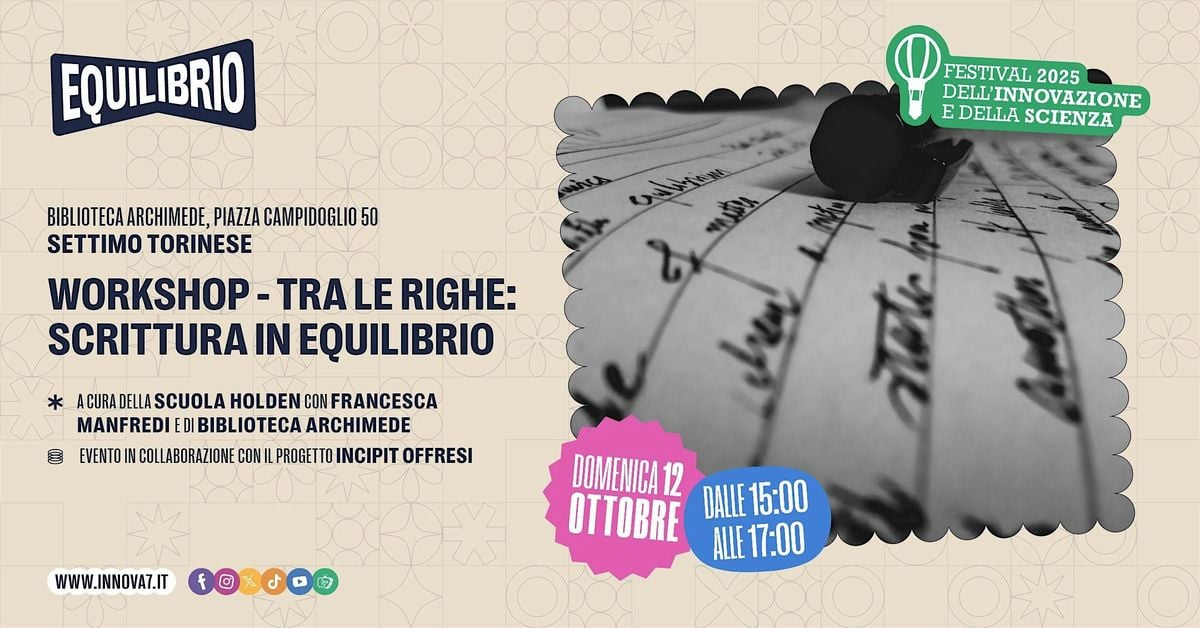 Workshop - Tra le righe: scrittura in equilibrio, 12 October | Event in Settimo Torinese | AllEvents