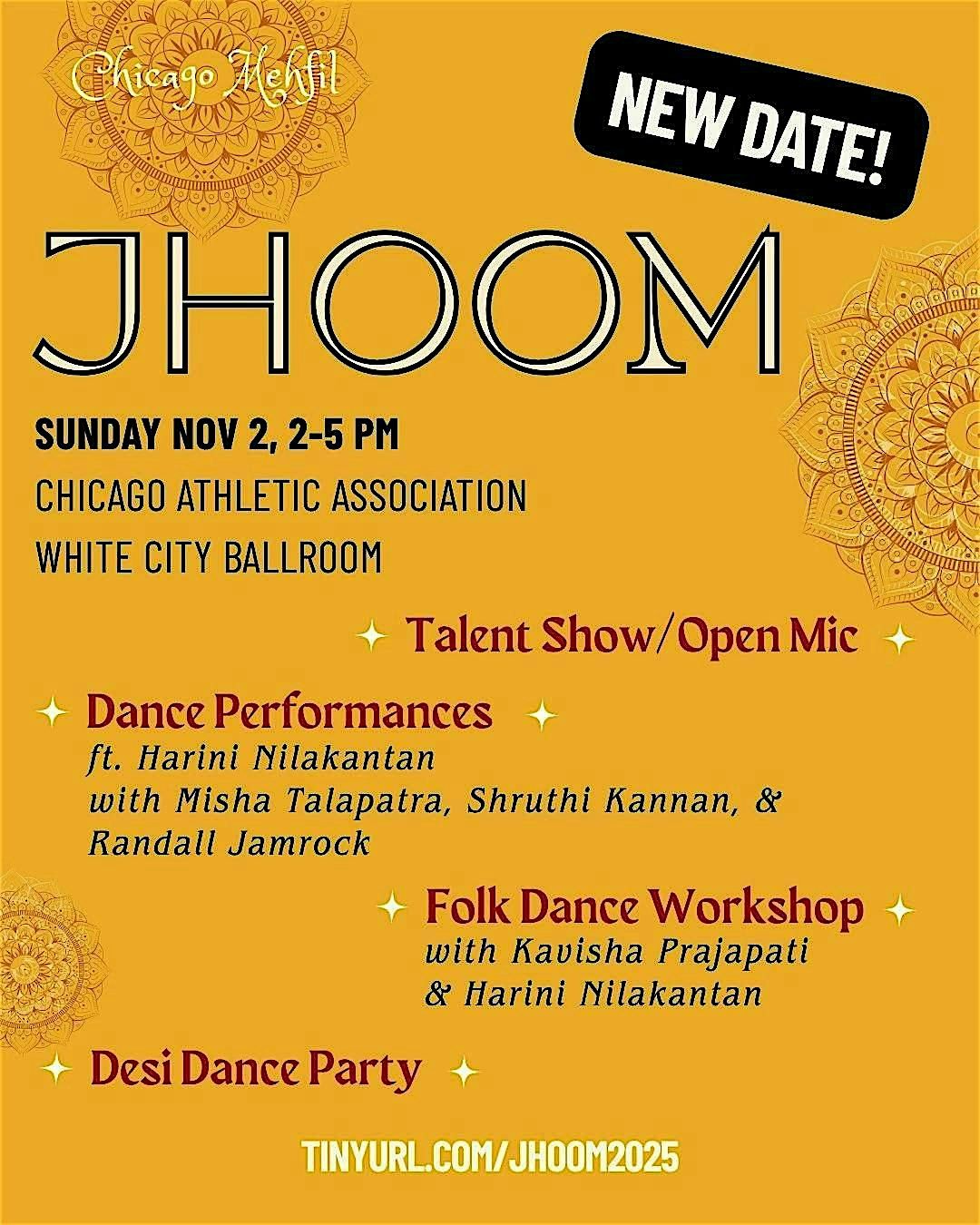 [NEW DATE!] JHOOM: A Joyful Movement Mehfil ft. Harini Nilakantan, 2 November | Event in Chicago | AllEvents