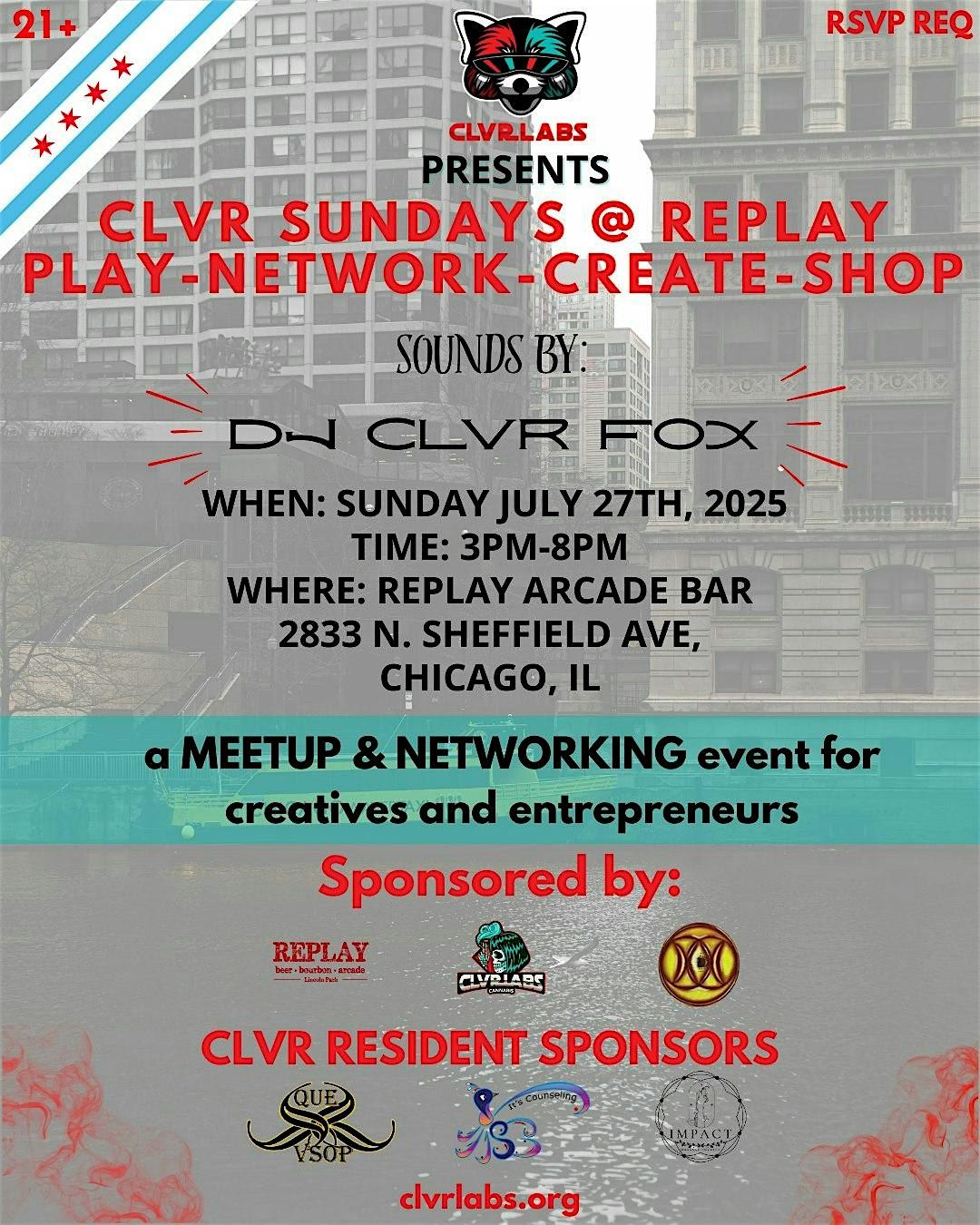 CLVR Labs Sundays Meetup @ Replay Arcade Bar Play-Network-Create-Shop, 27 July | Event in Chicago | AllEvents