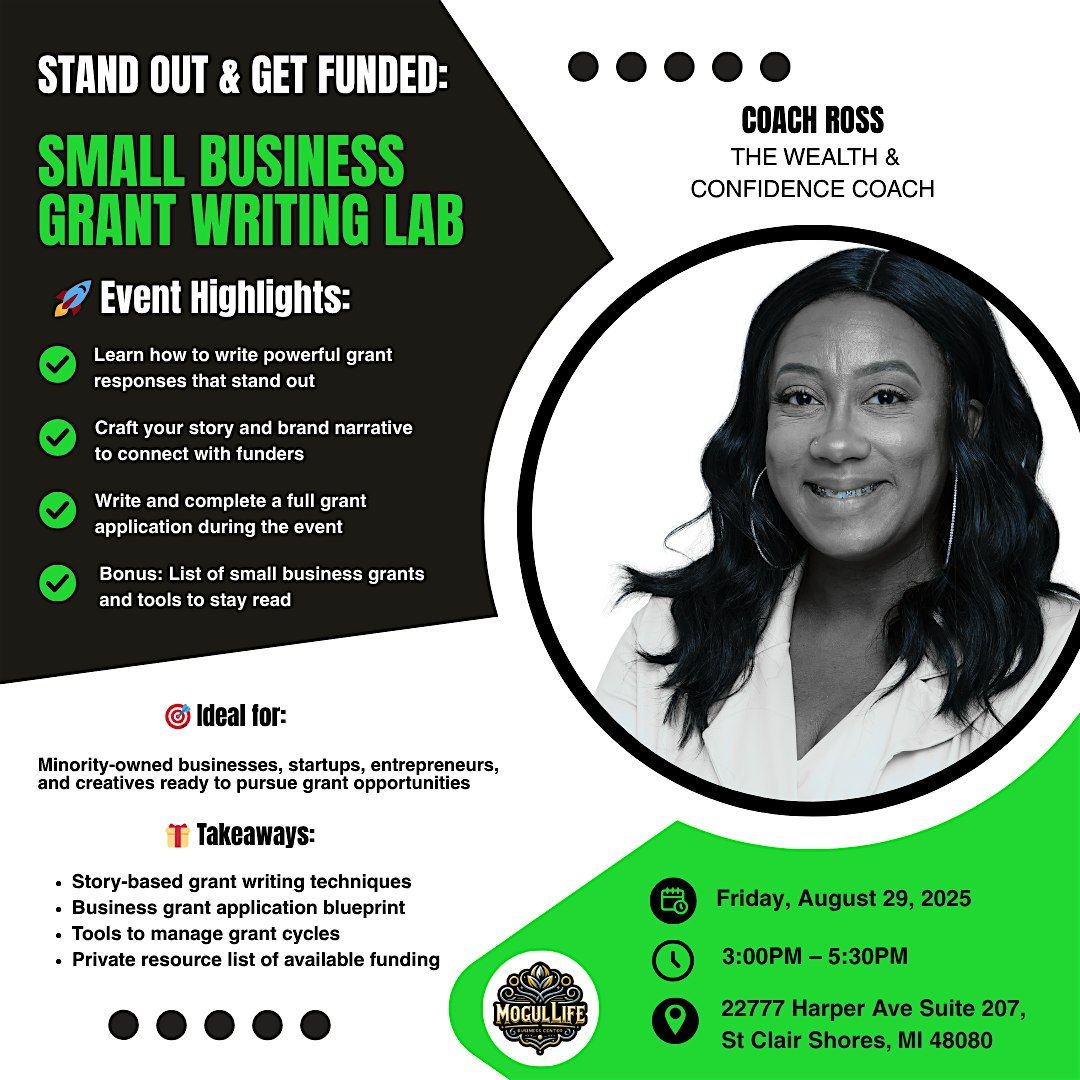Stand Out & Get Funded: Small Business Grant Writing Lab, 29 August | Event in St. Clair Shores | AllEvents