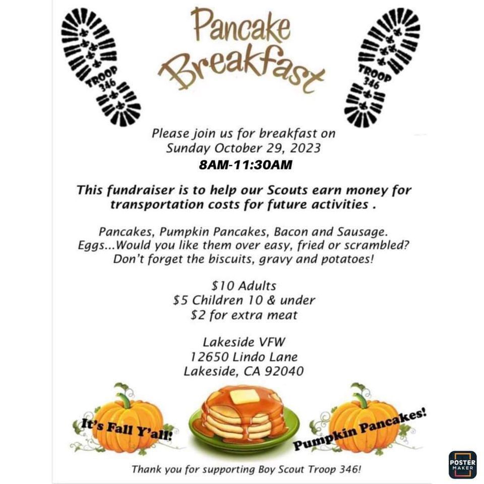 Boy Scout Pancake Breakfast Troop 346 Spooktacular!, Lakeside VFW