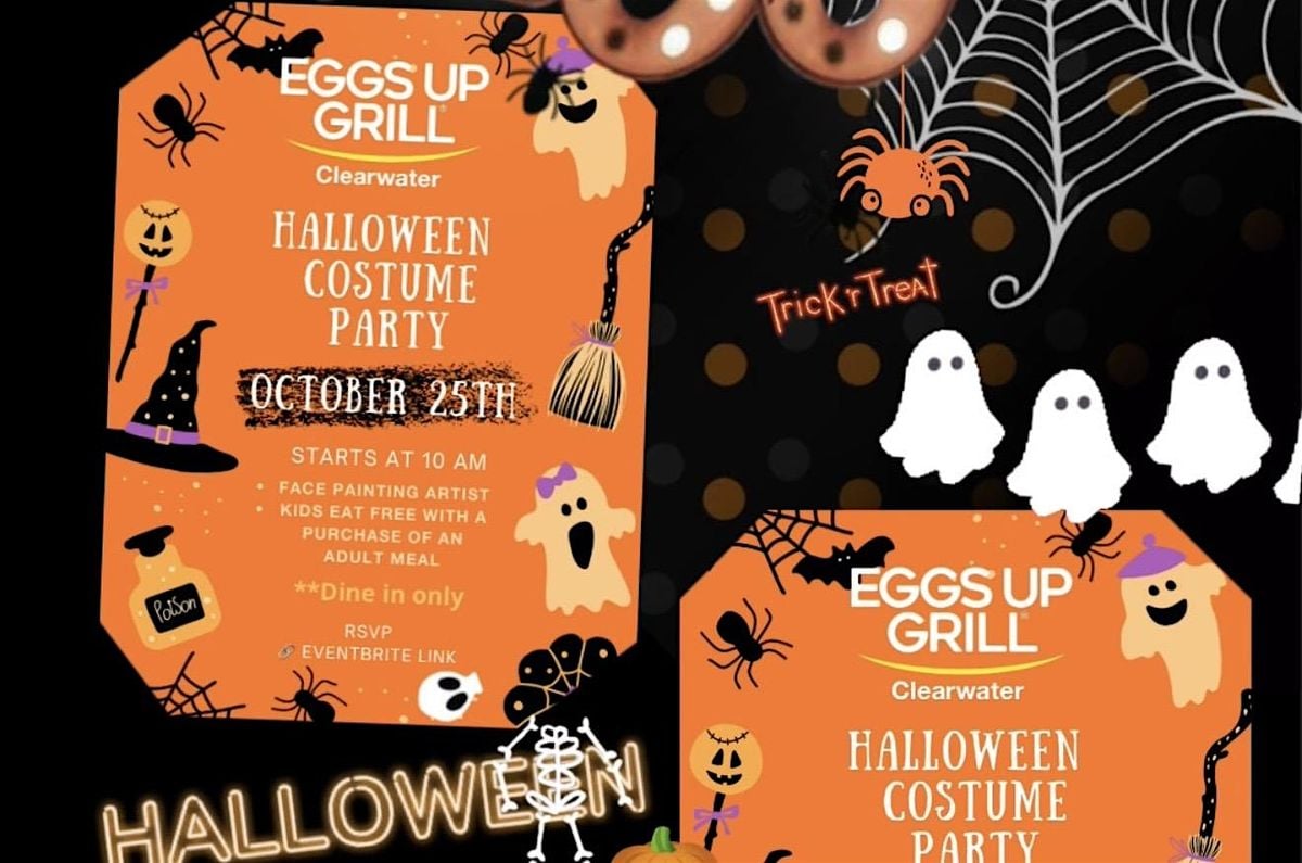 Halloween costume party and kids eat free at Eggs Up Grill!, 25 October | Event in Clearwater | AllEvents