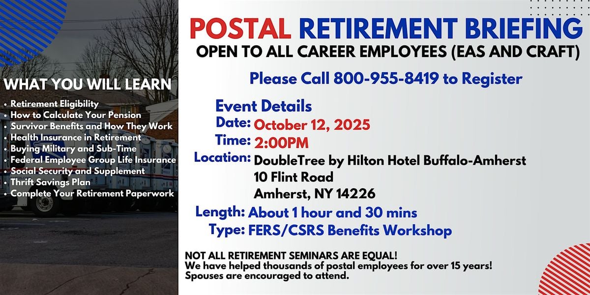 FERS Benefits Seminar Amherst - 10/12/25, 12 October | Event in Amherst | AllEvents