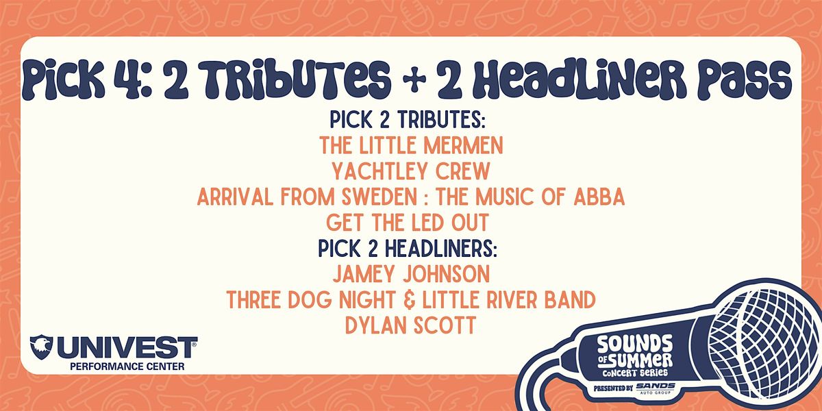 Pick 4: 2 Tributes + 2 Headliner Lawn Pass, 12 September | Event in Quakertown | AllEvents