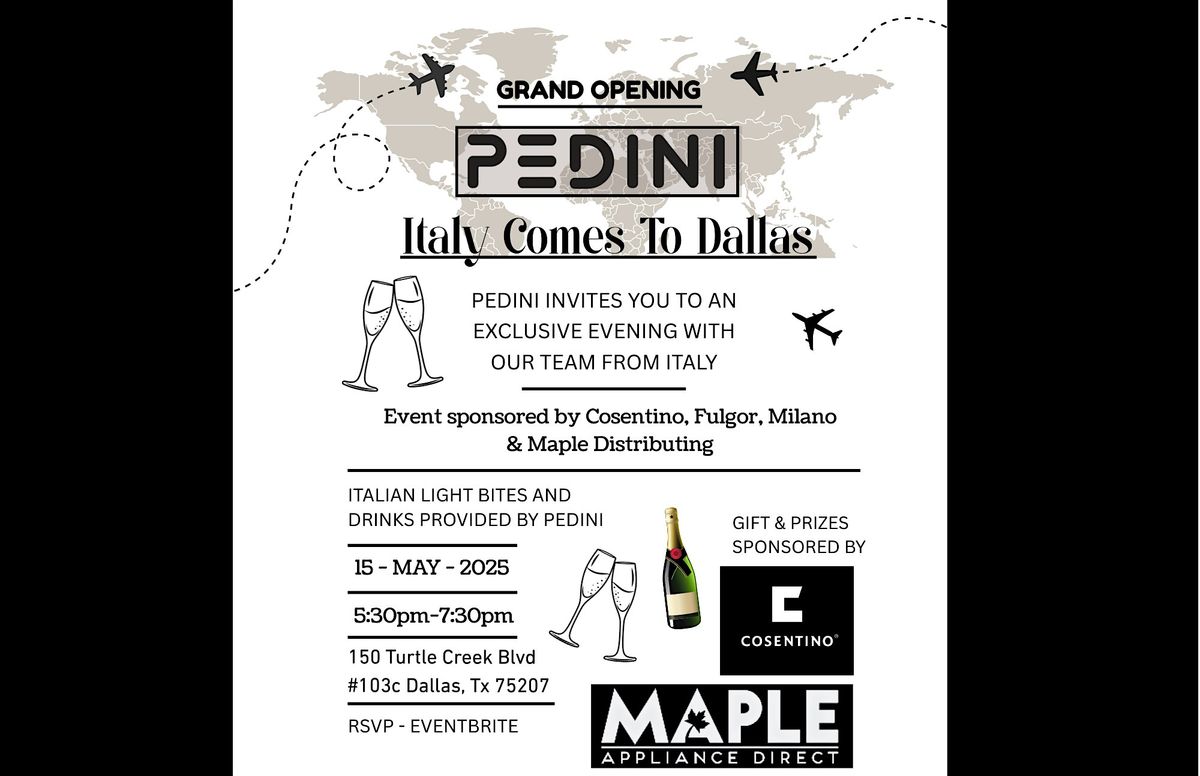 Pedini Dallas Showroom Grand Opening, 15 May | Event in Dallas | AllEvents