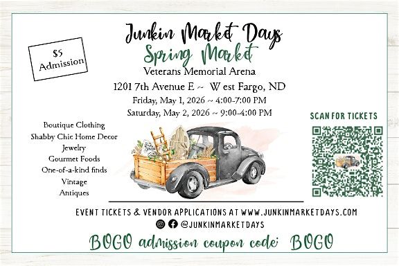 Junkin' Market Days Spring Market in West Fargo, 1 May | Event in West Fargo | AllEvents