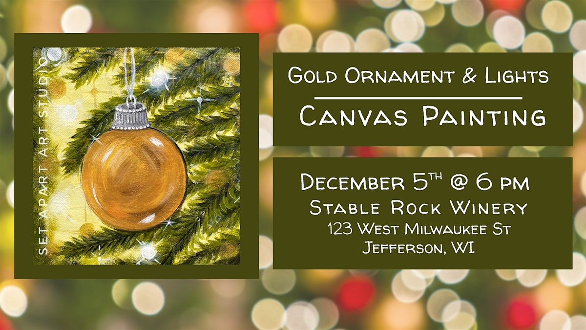 Gold Ornament and Lights Canvas Painting, 5 December | Event in Jefferson | AllEvents