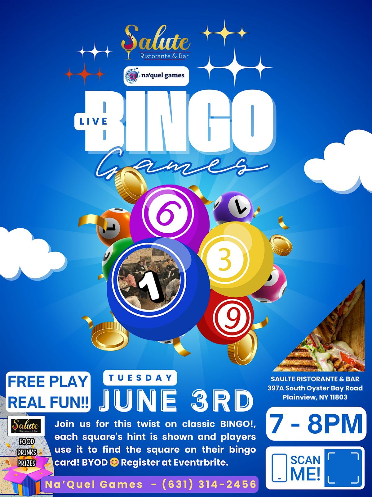 BINGO at Salute Ristorante & Bar, 3 June | Event in Plainview | AllEvents