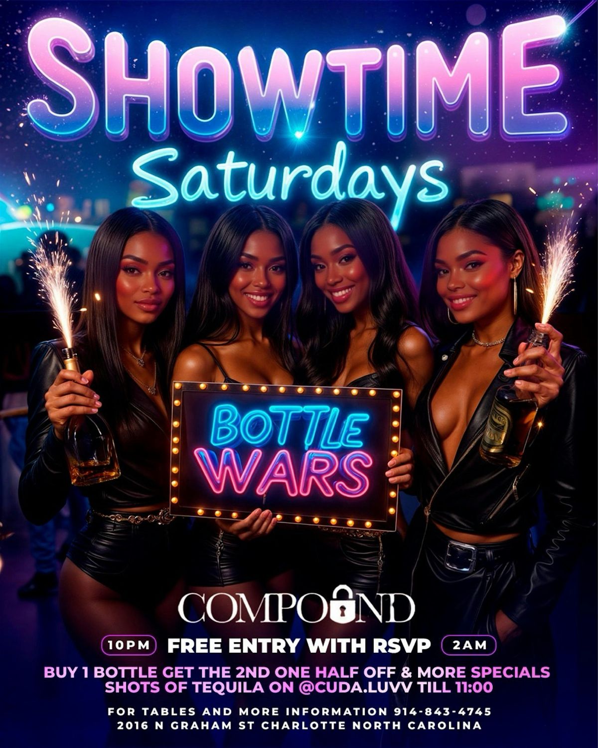 Showtime Saturdays! $400 2 bottles and more specials! $5 drinks, 5 July | Event in Charlotte | AllEvents