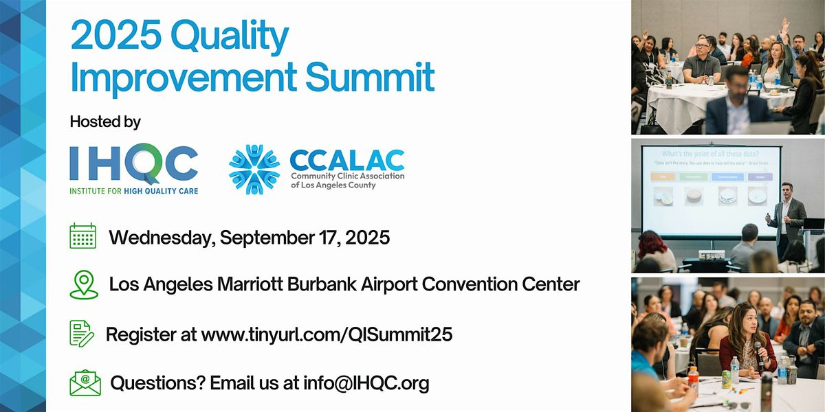 2025 Quality Improvement Summit, 17 September | Event in Burbank | AllEvents