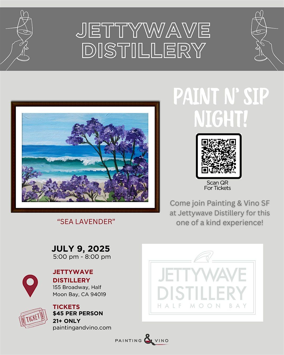 Paint & Sip "Sea Lavender" @ Jettywave Distillery, 21 August | Event in Half Moon Bay | AllEvents