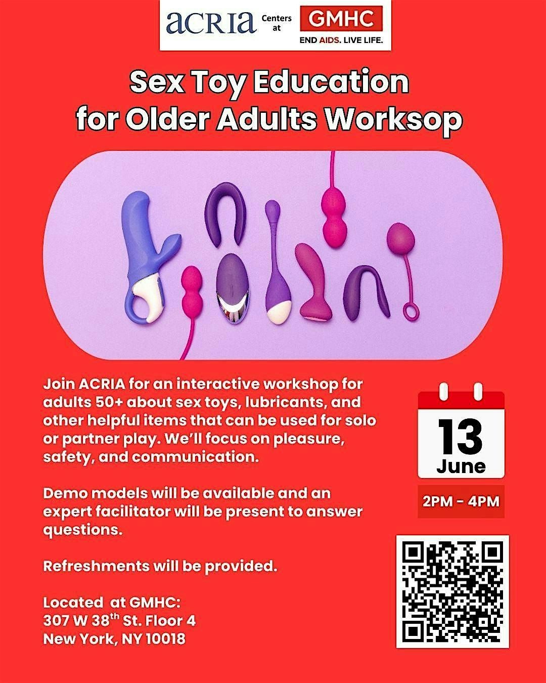Sex Toy Education for Older Adults workshop, 13 June | Event in New York | AllEvents
