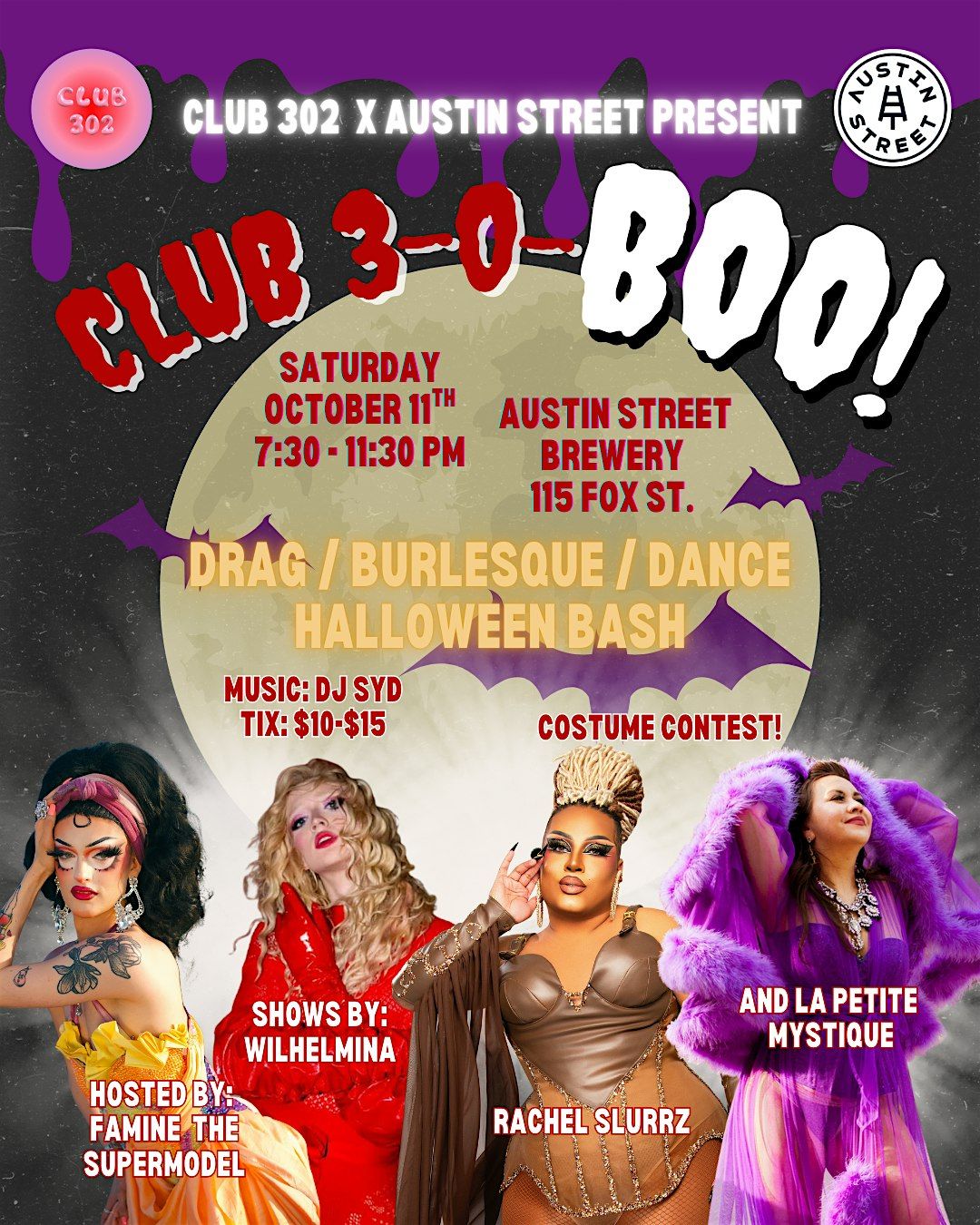 Club 302 presents CLUB 3-0-BOO! A Queer Halloween Night of Drag and Dancing, 11 October | Event in Portland