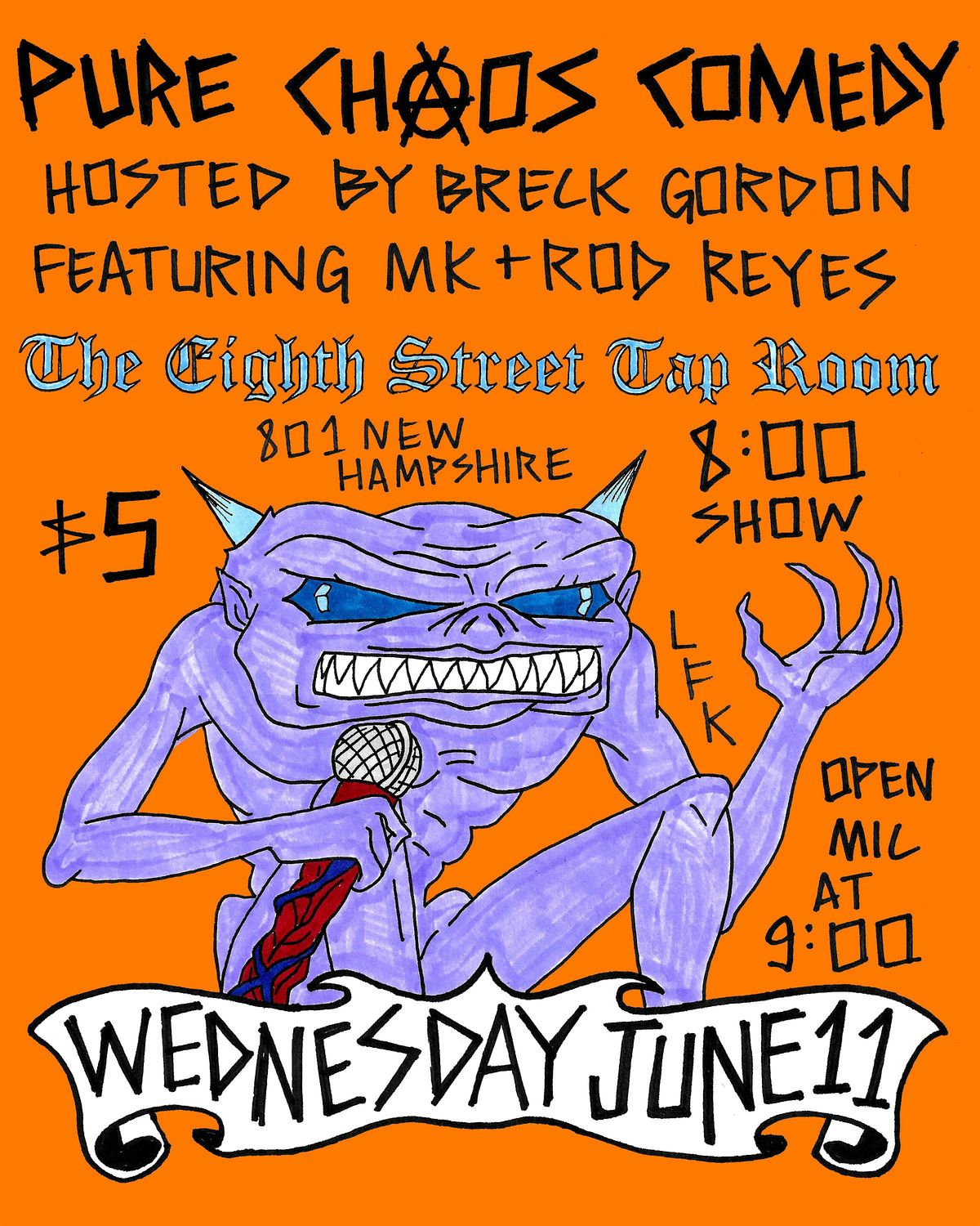 Pure Chaos Comedy Night at the Eighth Street Tap Room, 11 June | Event in Lawrence | AllEvents