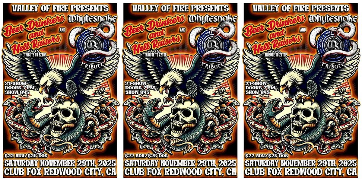 BEER DRINKERS & HELL RAISERS - ZZTop Tribute & WHYTESNAKE, 29 November | Event in Redwood City | AllEvents