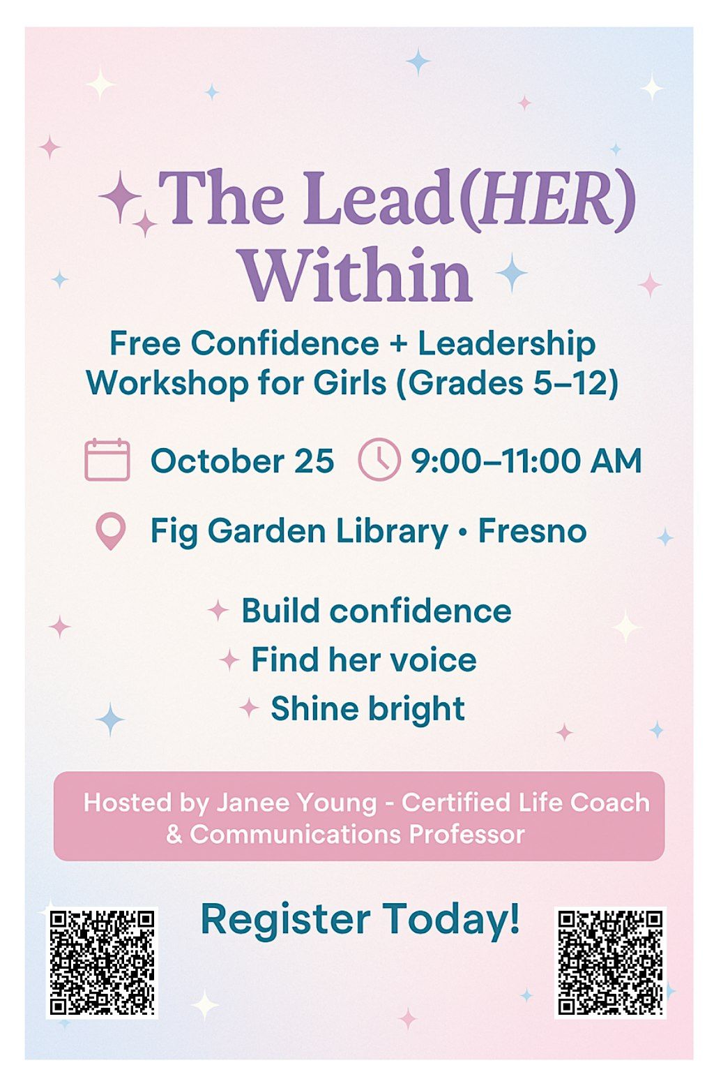 YOUNG Lead(HER) Academy- The Lead(HER) Within Workshop, 25 October | Event in Fresno | AllEvents