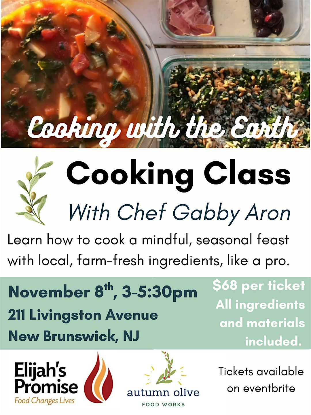 Cooking with the Earth: Cooking Class w/ Chef Gabby Aron @ Elijah's Promise, 8 November | Event in New Brunswick
