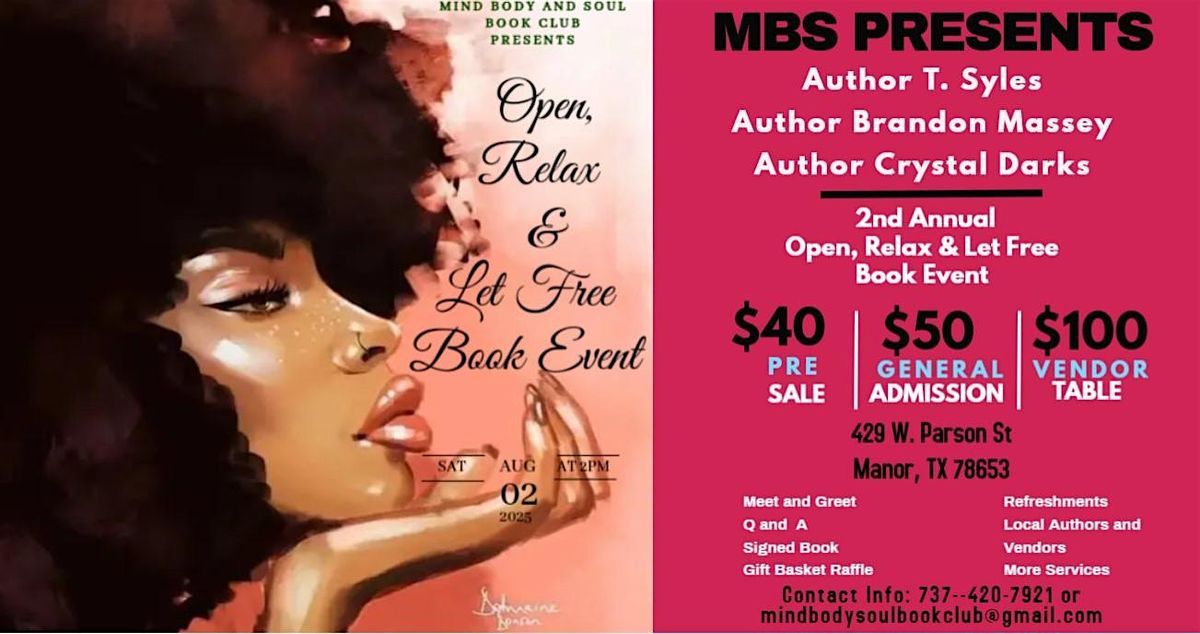 OPEN, RELAX & LET FREE BOOK EVENT, 2 August | Event in Manor | AllEvents