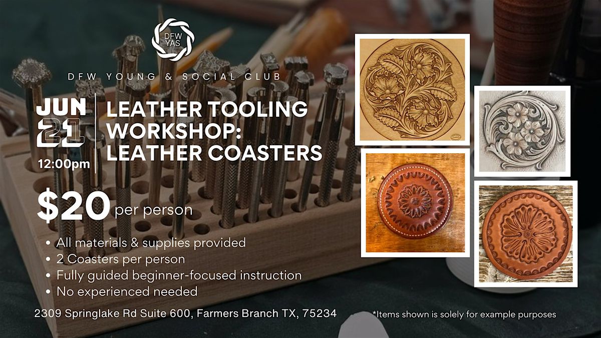 DIY Leather Coaster Tooling Workshop, 21 June | Event in Farmers Branch | AllEvents