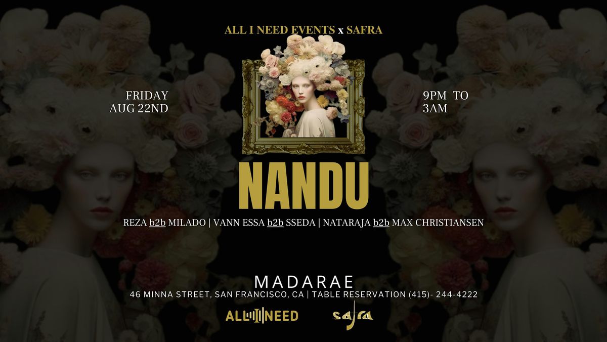 NANDU [MELODIC/DEEP/AFRO HOUSE] at Madarae, 22 August | Event in San Francisco | AllEvents